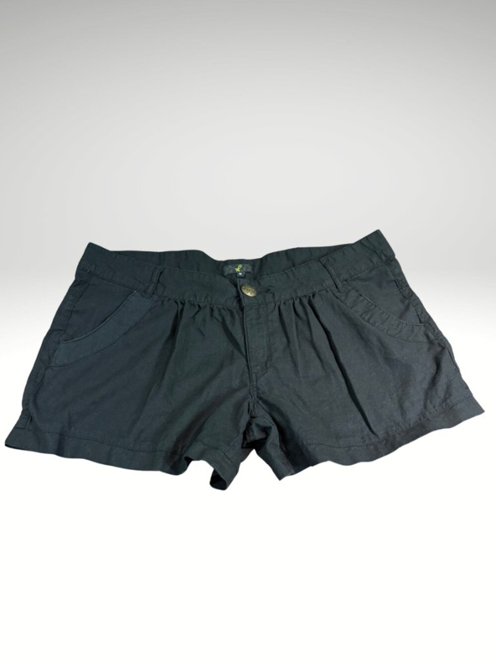 Womens Junior Pleated Black Linen Cotton Shorts George G21 Size 15 (SKU: 28W)